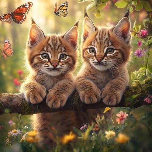 Diamond Painting Erwachsene Tier, Diamant Painting Bilder Katze, 5D Diamond Art Eckige Steine, DIY Strass Stickerei Kreuzstich Kunst Bastelset für Zimmer Wanddeko, Geschenke für Frauen 40x40 cm W-8 von JIANFREY