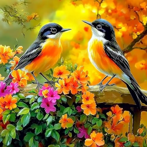 Diamond Painting Erwachsene Tier, Diamant Painting Bilder Vogel, 5D Diamond Art Eckige Steine, DIY Strass Stickerei Kreuzstich Kunst Bastelset für Zimmer Wanddeko, Geschenke für Frauen 50x50 cm T-8 von JIANFREY