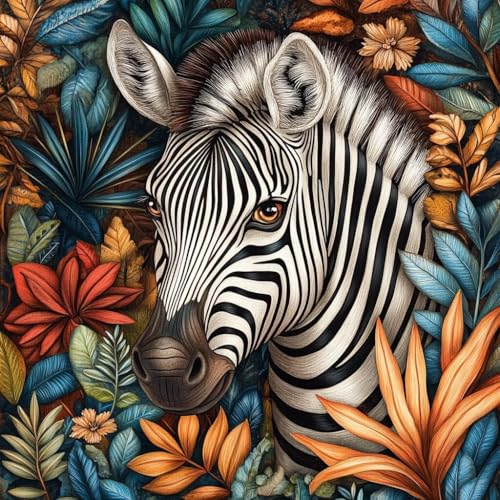 Diamond Painting Erwachsene Tier, Diamant Painting Bilder Zebra, 5D Diamond Art Eckige Steine, DIY Strass Stickerei Kreuzstich Kunst Bastelset für Zimmer Wanddeko, Geschenke für Frauen 70x70 cm O-7 Diamond Painting Erwachsene Tier, Diamant Painting Bilder Zebra, 5D Diamond Art Eckige Steine, DIY Strass Stickerei Kreuzstich Kunst Bastelset für Zimmer Wanddeko, Geschenke für Frauen 70x70 cm O-7 von JIANFREY