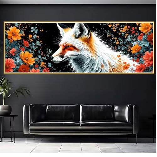 Diamond Painting Erwachsene Tier Diamant Painting Bilder Kinder Fuchs Diamond Painting Eckige Steine 30x90cm DIY Diamant Malerei Groß Bastelset für Wohnzimmer und Schlafzimmer Wanddeko Geschenk H-8 von JIANFREY