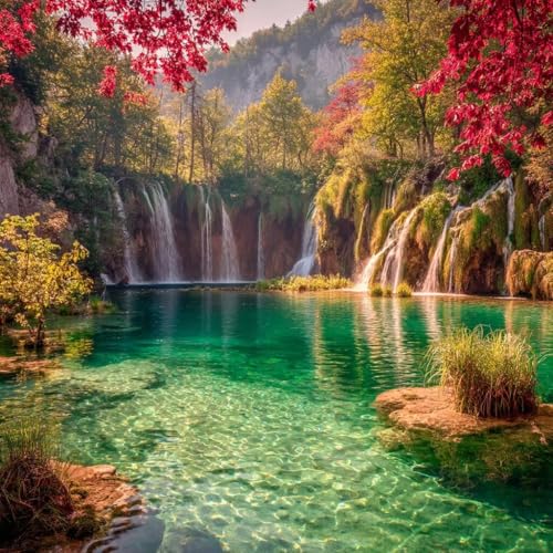 Diamond Painting Erwachsene Wasserfall, Diamant Painting Bilder Landschaft, 5D Diamond Art Eckige Steine, DIY Strass Stickerei Kreuzstich Kunst für Zimmer Wanddeko, Geschenke für Frauen 30x30 cm A-9 Diamond Painting Erwachsene Wasserfall, Diamant Painting Bilder Landschaft, 5D Diamond Art Eckige Steine, DIY Strass Stickerei Kreuzstich Kunst für Zimmer Wanddeko, Geschenke für Frauen 30x30 cm A-9 von JIANFREY