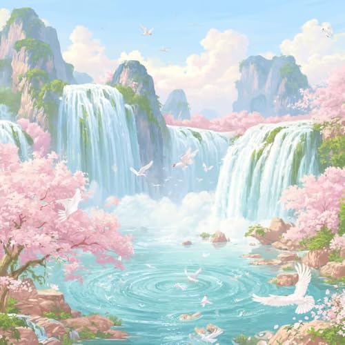 Diamond Painting Erwachsene Wasserfall, Diamant Painting Bilder Landschaft, 5D Diamond Art Eckige Steine, DIY Strass Stickerei Kreuzstich Kunst für Zimmer Wanddeko, Geschenke für Frauen 35x35 cm H-5 Diamond Painting Erwachsene Wasserfall, Diamant Painting Bilder Landschaft, 5D Diamond Art Eckige Steine, DIY Strass Stickerei Kreuzstich Kunst für Zimmer Wanddeko, Geschenke für Frauen 35x35 cm H-5 von JIANFREY