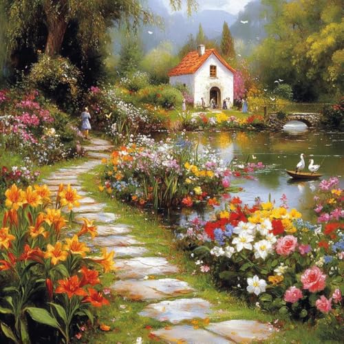 Diamond Painting Garten Diamant Painting Bilder Erwachsene Landschaft Crystal Art Set, DIY 5D Runder Vollbohrer Diamanten Malerei Stickerei Kreuzstich Kunst für Deko Wohnzimmer Geschenke 30x30 cm X-0 von JIANFREY
