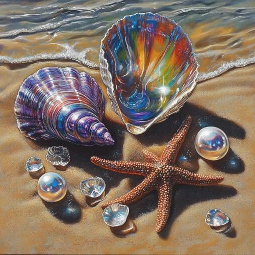 Diamond Painting Hülse Diamant Painting Bilder Erwachsene Strand Crystal Art Set, DIY 5D Runder Vollbohrer Diamanten Malerei Stickerei Kreuzstich Kunst Handwerk, Deko Wohnzimmer Geschenke 80x80 cm Q-8 von JIANFREY