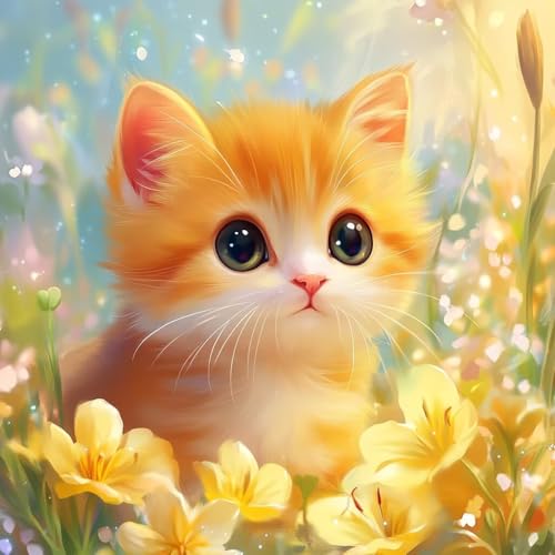 Diamond Painting Katze Diamant Painting Bilder Erwachsene Niedlich Crystal Art Set, DIY 5D Runder Vollbohrer Diamanten Malerei Stickerei Kreuzstich Kunst für Deko Wohnzimmer Geschenke 90x90 cm A-4 Diamond Painting Katze Diamant Painting Bilder Erwachsene Niedlich Crystal Art Set, DIY 5D Runder Vollbohrer Diamanten Malerei Stickerei Kreuzstich Kunst für Deko Wohnzimmer Geschenke 90x90 cm A-4 von JIANFREY