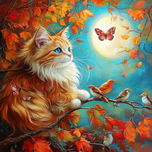 Diamond Painting Katze Diamant Painting Bilder Erwachsene Schmetterling Crystal Art Set, DIY 5D Runder Vollbohrer Diamanten Malerei Stickerei Kreuzstich für Deko Wohnzimmer Geschenke 35x35 cm P-9 Diamond Painting Katze Diamant Painting Bilder Erwachsene Schmetterling Crystal Art Set, DIY 5D Runder Vollbohrer Diamanten Malerei Stickerei Kreuzstich für Deko Wohnzimmer Geschenke 35x35 cm P-9 von JIANFREY