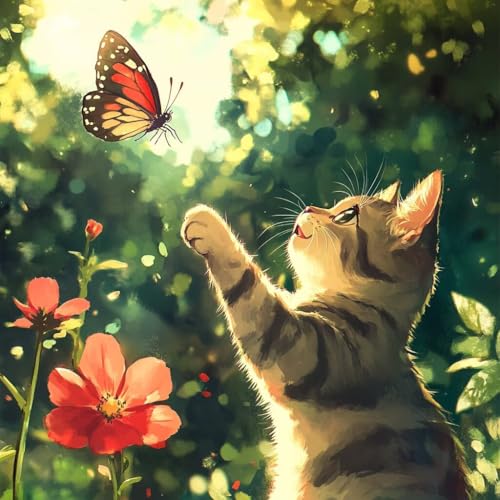 Diamond Painting Katze Diamant Painting Bilder Erwachsene Schmetterling Crystal Art Set, DIY 5D Runder Vollbohrer Diamanten Malerei Stickerei Kreuzstich für Deko Wohnzimmer Geschenke 60x60 cm S-0 Diamond Painting Katze Diamant Painting Bilder Erwachsene Schmetterling Crystal Art Set, DIY 5D Runder Vollbohrer Diamanten Malerei Stickerei Kreuzstich für Deko Wohnzimmer Geschenke 60x60 cm S-0 von JIANFREY