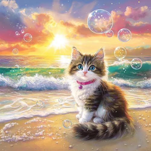 Diamond Painting Katze Diamant Painting Bilder Erwachsene Strand Crystal Art Set, DIY 5D Runder Vollbohrer Diamanten Malerei Stickerei Kreuzstich Kunst Handwerk, Deko Wohnzimmer Geschenke 60x60 cm I-0 Diamond Painting Katze Diamant Painting Bilder Erwachsene Strand Crystal Art Set, DIY 5D Runder Vollbohrer Diamanten Malerei Stickerei Kreuzstich Kunst Handwerk, Deko Wohnzimmer Geschenke 60x60 cm I-0 von JIANFREY