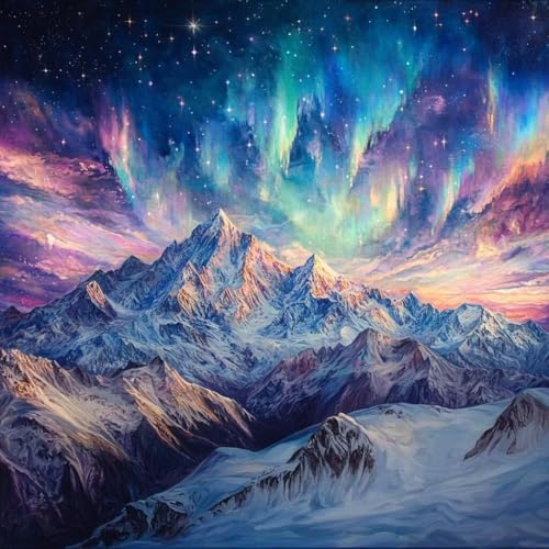 Diamond Painting Landschaft Diamant Painting Bilder Erwachsene Berg Crystal Art Set, DIY 5D Runder Vollbohrer Diamanten Malerei Stickerei Kreuzstich Kunst für Deko Wohnzimmer Geschenke 80x80 cm Y-4 von JIANFREY