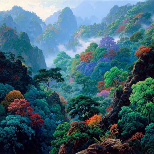 Diamond Painting Landschaft Diamant Painting Bilder Erwachsene Berg Crystal Art Set, DIY 5D Runder Vollbohrer Diamanten Malerei Stickerei Kreuzstich Kunst für Deko Wohnzimmer Geschenke 90x90 cm Y-8 von JIANFREY