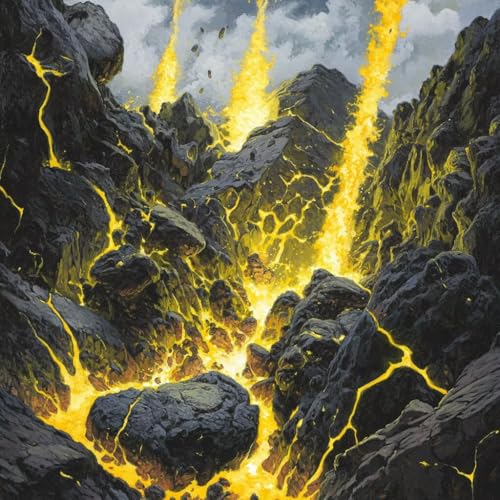 Diamond Painting Landschaft Diamant Painting Bilder Erwachsene Vulkan Crystal Art Set, DIY 5D Runder Vollbohrer Diamanten Malerei Stickerei Kreuzstich Kunst für Deko Wohnzimmer Geschenke 70x70 cm F-1 von JIANFREY