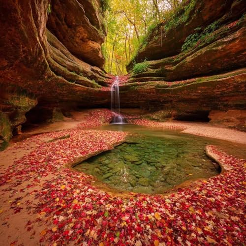 Diamond Painting Landschaft Diamant Painting Bilder Erwachsene Wasserfall Crystal Art Set, DIY 5D Runder Vollbohrer Diamanten Malerei Stickerei Kreuzstich für Deko Wohnzimmer Geschenke 45x45 cm C-8 von JIANFREY