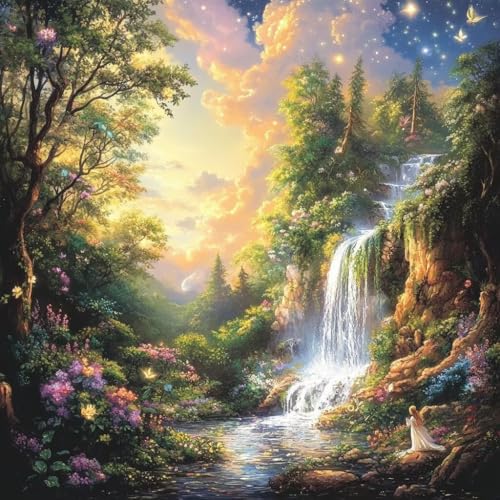 Diamond Painting Landschaft Diamant Painting Bilder Erwachsene Wasserfall Crystal Art Set, DIY 5D Runder Vollbohrer Diamanten Malerei Stickerei Kreuzstich für Deko Wohnzimmer Geschenke 60x60 cm G-4 Diamond Painting Landschaft Diamant Painting Bilder Erwachsene Wasserfall Crystal Art Set, DIY 5D Runder Vollbohrer Diamanten Malerei Stickerei Kreuzstich für Deko Wohnzimmer Geschenke 60x60 cm G-4 von JIANFREY