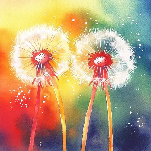 Diamond Painting Löwenzahn Diamant Painting Bilder Erwachsene Blume Crystal Art Set, DIY 5D Runder Vollbohrer Diamanten Malerei Stickerei Kreuzstich Kunst für Deko Wohnzimmer Geschenke 90x90 cm G-6 von JIANFREY
