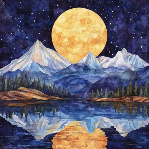 Diamond Painting Mond Diamant Painting Bilder Erwachsene Berg Crystal Art Set, DIY 5D Runder Vollbohrer Diamanten Malerei Stickerei Kreuzstich Kunst Handwerk, Deko Wohnzimmer Geschenke 40x40 cm W-6 Diamond Painting Mond Diamant Painting Bilder Erwachsene Berg Crystal Art Set, DIY 5D Runder Vollbohrer Diamanten Malerei Stickerei Kreuzstich Kunst Handwerk, Deko Wohnzimmer Geschenke 40x40 cm W-6 von JIANFREY