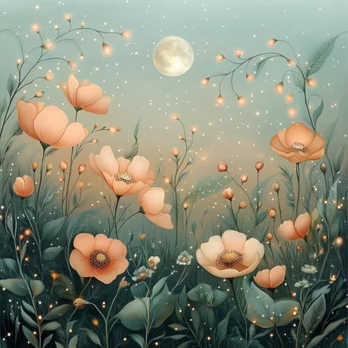 Diamond Painting Mond Diamant Painting Bilder Erwachsene Blume Crystal Art Set, DIY 5D Runder Vollbohrer Diamanten Malerei Stickerei Kreuzstich Kunst Handwerk, Deko Wohnzimmer Geschenke 80x80 cm O-5 Diamond Painting Mond Diamant Painting Bilder Erwachsene Blume Crystal Art Set, DIY 5D Runder Vollbohrer Diamanten Malerei Stickerei Kreuzstich Kunst Handwerk, Deko Wohnzimmer Geschenke 80x80 cm O-5 von JIANFREY
