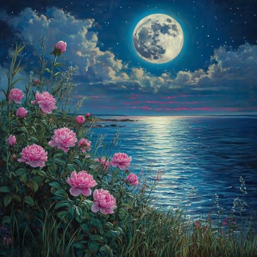 Diamond Painting Mond Diamant Painting Bilder Erwachsene Meer Crystal Art Set, DIY 5D Runder Vollbohrer Diamanten Malerei Stickerei Kreuzstich Kunst Handwerk, Deko Wohnzimmer Geschenke 70x70 cm U-0 Diamond Painting Mond Diamant Painting Bilder Erwachsene Meer Crystal Art Set, DIY 5D Runder Vollbohrer Diamanten Malerei Stickerei Kreuzstich Kunst Handwerk, Deko Wohnzimmer Geschenke 70x70 cm U-0 von JIANFREY