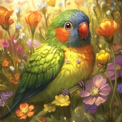 Diamond Painting Niedlich Diamant Painting Bilder Erwachsene Vogel Crystal Art Set, DIY 5D Runder Vollbohrer Diamanten Malerei Stickerei Kreuzstich Kunst für Deko Wohnzimmer Geschenke 90x90 cm G-1 von JIANFREY