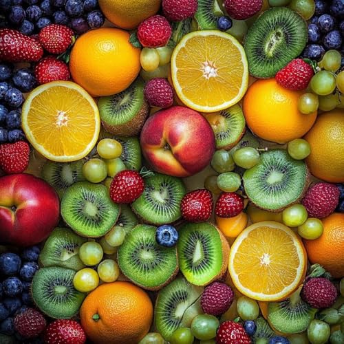 Diamond Painting Obst Diamant Painting Bilder Erwachsene Farbe Crystal Art Set, DIY 5D Runder Vollbohrer Diamanten Malerei Stickerei Kreuzstich Kunst Handwerk, Deko Wohnzimmer Geschenke 70x70 cm Y-7 von JIANFREY