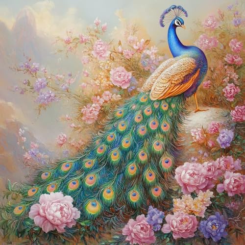 Diamond Painting Pfau Diamant Painting Bilder Erwachsene Blume Crystal Art Set, DIY 5D Runder Vollbohrer Diamanten Malerei Stickerei Kreuzstich Kunst Handwerk, Deko Wohnzimmer Geschenke 70x70 cm P-5 Diamond Painting Pfau Diamant Painting Bilder Erwachsene Blume Crystal Art Set, DIY 5D Runder Vollbohrer Diamanten Malerei Stickerei Kreuzstich Kunst Handwerk, Deko Wohnzimmer Geschenke 70x70 cm P-5 von JIANFREY