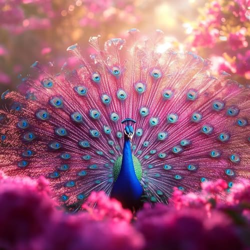 Diamond Painting Pfau Diamant Painting Bilder Erwachsene Blume Crystal Art Set, DIY 5D Runder Vollbohrer Diamanten Malerei Stickerei Kreuzstich Kunst Handwerk, Deko Wohnzimmer Geschenke 90x90 cm G-2 von JIANFREY