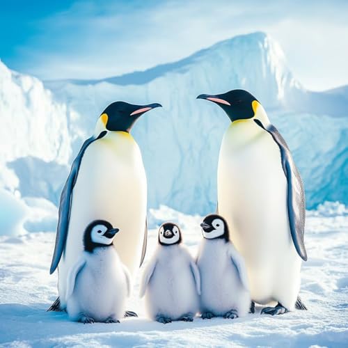 Diamond Painting Pinguin Diamant Painting Bilder Erwachsene Tier Crystal Art Set, DIY 5D Runder Vollbohrer Diamanten Malerei Stickerei Kreuzstich Kunst Handwerk, Deko Wohnzimmer Geschenke 90x90 cm D-9 von JIANFREY
