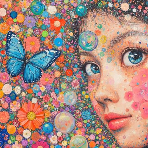 Diamond Painting Schmetterling Diamant Painting Bilder Erwachsene Mädchen Crystal Art Set, DIY 5D Runder Vollbohrer Diamanten Malerei Stickerei Kreuzstich für Deko Wohnzimmer Geschenke 90x90 cm C-3 von JIANFREY