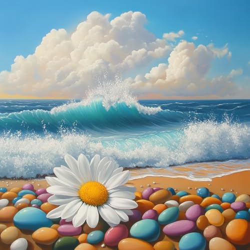 Diamond Painting Strand Diamant Painting Bilder Erwachsene Landschaft Crystal Art Set, DIY 5D Runder Vollbohrer Diamanten Malerei Stickerei Kreuzstich Kunst für Deko Wohnzimmer Geschenke 30x30 cm H-3 von JIANFREY