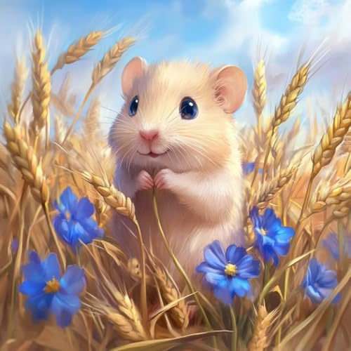 Diamond Painting Tier Diamant Painting Bilder Erwachsene Maus Crystal Art Set, DIY 5D Runder Vollbohrer Diamanten Malerei Stickerei Kreuzstich Kunst Handwerk, Deko Wohnzimmer Geschenke 70x70 cm J-5 von JIANFREY