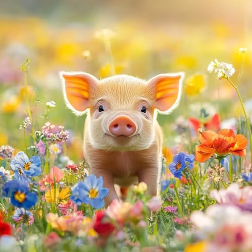 Diamond Painting Tier Diamant Painting Bilder Erwachsene Schwein Crystal Art Set, DIY 5D Runder Vollbohrer Diamanten Malerei Stickerei Kreuzstich Kunst Handwerk, Deko Wohnzimmer Geschenke 80x80 cm H-0 Diamond Painting Tier Diamant Painting Bilder Erwachsene Schwein Crystal Art Set, DIY 5D Runder Vollbohrer Diamanten Malerei Stickerei Kreuzstich Kunst Handwerk, Deko Wohnzimmer Geschenke 80x80 cm H-0 von JIANFREY