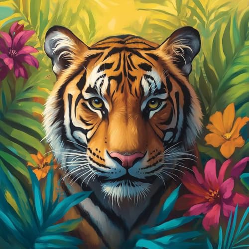 Diamond Painting Tiger Diamant Painting Bilder Erwachsene Blume Crystal Art Set, DIY 5D Runder Vollbohrer Diamanten Malerei Stickerei Kreuzstich Kunst Handwerk, Deko Wohnzimmer Geschenke 70x70 cm U-7 Diamond Painting Tiger Diamant Painting Bilder Erwachsene Blume Crystal Art Set, DIY 5D Runder Vollbohrer Diamanten Malerei Stickerei Kreuzstich Kunst Handwerk, Deko Wohnzimmer Geschenke 70x70 cm U-7 von JIANFREY