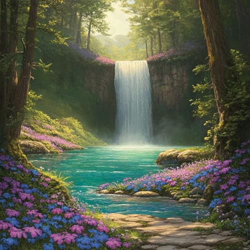 Diamond Painting Wasserfall Diamant Painting Bilder Erwachsene Landschaft Crystal Art Set, DIY 5D Runder Vollbohrer Diamanten Malerei Stickerei Kreuzstich für Deko Wohnzimmer Geschenke 80x80 cm C-9 Diamond Painting Wasserfall Diamant Painting Bilder Erwachsene Landschaft Crystal Art Set, DIY 5D Runder Vollbohrer Diamanten Malerei Stickerei Kreuzstich für Deko Wohnzimmer Geschenke 80x80 cm C-9 von JIANFREY