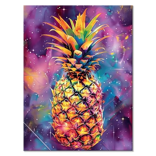 Malen Nach Zahlen Ananas Malen Nach Zahlen Erwachsene Farbe Malen Nach Zahlen Kinder DIY Handgemalt ölgemälde Bastelset mit 3 Pinseln und Acrylfarbe für Wanddeko Wohnzimmer Geschenke 45 x 60 cm A-1 von JIANFREY