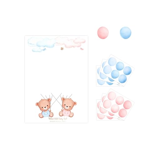 Gender Reveal Party Deko – Geschlechtsverkündung Baby Poster (42 x 58 cm) mit 36 Stickern & Klebepunkten, Babyparty Deko, Gästebuch, Baby Party Spiele, Junge oder Mädchen, Gender Reveal Geschenk von JIANGWON