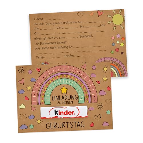 Regenbogen Einladungskarten zum Kindergeburtstag – 15 Stück Malbare Geburtstagseinladungen für Mädchen & Jungen – DIY Ausmalkarten für Geburtstagsparty (Regenbogen) von JIANGWON