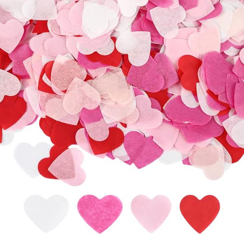 Herzförmiges, biologisch abbaubares Konfetti, 110 g, biologisch abbaubares Herz-Seidenpapier, (weiß, rosa, rose, rot), 4 Farben, romantisches Hochzeitskonfetti für Jahrestag, Valentinstag, Geburtstag von JIANGZHIB