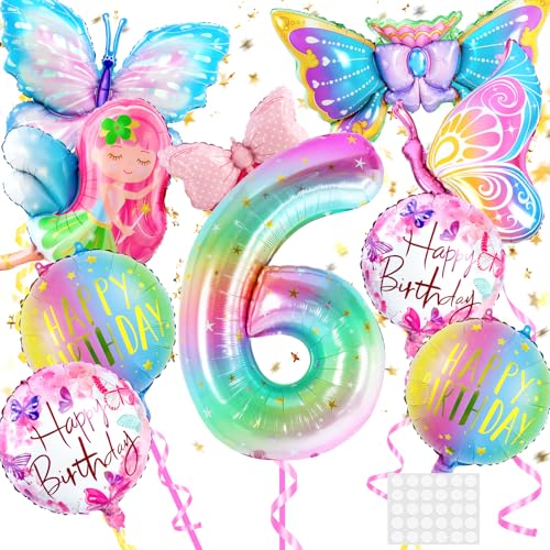 JIANGZHIB 6 Jahre Mädchen Schmetterling Deko Geburtstag, Bunt Schmetterling Folienballon 6 Jahre Deko, Luftballon 6 Geburtstagsdeko für Eine Themenparty zum Geburtstag Eines Mädchens JIANGZHIB 6 Jahre Mädchen Schmetterling Deko Geburtstag, Bunt Schmetterling Folienballon 6 Jahre Deko, Luftballon 6 Geburtstagsdeko für Eine Themenparty zum Geburtstag Eines Mädchens von JIANGZHIB