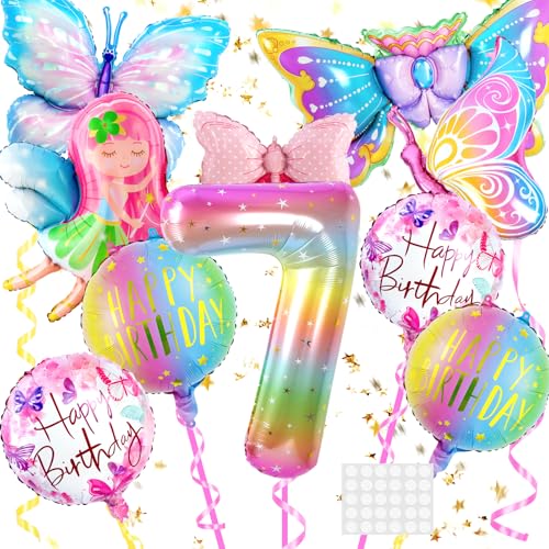 JIANGZHIB 7 Jahre Mädchen Schmetterling Deko Geburtstag, Bunt Schmetterling Folienballon 6 Jahre Geburtstag Deko, Luftballon 6 Jahre Geburtstagsdeko für Eine Themenparty zum Geburtstag Eines Mädchens JIANGZHIB 7 Jahre Mädchen Schmetterling Deko Geburtstag, Bunt Schmetterling Folienballon 6 Jahre Geburtstag Deko, Luftballon 6 Jahre Geburtstagsdeko für Eine Themenparty zum Geburtstag Eines Mädchens von JIANGZHIB