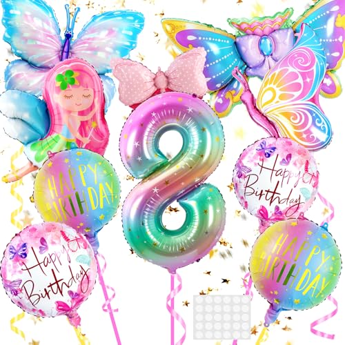 JIANGZHIB 8 Jahre Mädchen Schmetterling Deko Geburtstag, Bunt Schmetterling Folienballon 6 Jahre Geburtstag Deko, Luftballon 6 Jahre Geburtstagsdeko für Eine Themenparty zum Geburtstag Eines Mädchens JIANGZHIB 8 Jahre Mädchen Schmetterling Deko Geburtstag, Bunt Schmetterling Folienballon 6 Jahre Geburtstag Deko, Luftballon 6 Jahre Geburtstagsdeko für Eine Themenparty zum Geburtstag Eines Mädchens von JIANGZHIB