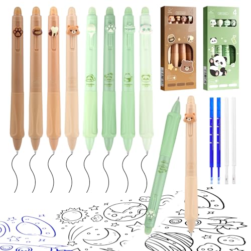 JIANGZHIB 8 Stk Radierbarer Kugelschreiber Mit Ersatzminen, 2 Blau Tintenroller und 2 Schwarz Stifte, 0.5mm Panda Stil Gelstifte für Schulen, Studenten, Büros JIANGZHIB 8 Stk Radierbarer Kugelschreiber Mit Ersatzminen, 2 Blau Tintenroller und 2 Schwarz Stifte, 0.5mm Panda Stil Gelstifte für Schulen, Studenten, Büros von JIANGZHIB