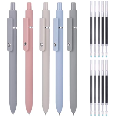 JIANTA 5 Stück Gelstifte, 0.5mm Einziehbare Gel Tintenstifte, Aesthetic Kugelschreiber mit 10 Zusätzlichen, Schnell Trocknende Tinte Roller Kugelschreiber, Premium Gelstifte für Schule Büro Zuhause(A) JIANTA 5 Stück Gelstifte, 0.5mm Einziehbare Gel Tintenstifte, Aesthetic Kugelschreiber mit 10 Zusätzlichen, Schnell Trocknende Tinte Roller Kugelschreiber, Premium Gelstifte für Schule Büro Zuhause(A) von JIANTA