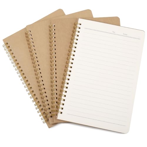 JIANTA A5 Spirale Notizblock, 4 Stück Notizbuch Kraftpapier A5 Liniert, 50 Blatt Kraft Cover Liniertes Notizbuch A5, Tagebuch, Notizen, Planung, Malen und Graffiti JIANTA A5 Spirale Notizblock, 4 Stück Notizbuch Kraftpapier A5 Liniert, 50 Blatt Kraft Cover Liniertes Notizbuch A5, Tagebuch, Notizen, Planung, Malen und Graffiti von JIANTA