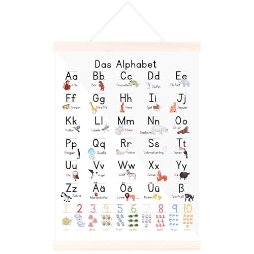 JIANTA ABC Poster für Kinder 30x40 cm Lernposter, Buchstaben Zahlen lernen Kinderzimmer Grundschule Vorschule, Alphabet für Einschulung Kindergarten, Aufhängbar/Magnetisch von JIANTA