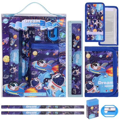 JIANTA Astronaut Schreibwaren Set, Schreibwaren Geschenkset für Junge, Radiergummi, Anspitzer, Brieftasche, Lineal, Bleistift, Kinder Mitgebsel, Geschenk Set für Mädchen und Junge Alter 4-11 Jahre alt JIANTA Astronaut Schreibwaren Set, Schreibwaren Geschenkset für Junge, Radiergummi, Anspitzer, Brieftasche, Lineal, Bleistift, Kinder Mitgebsel, Geschenk Set für Mädchen und Junge Alter 4-11 Jahre alt von JIANTA
