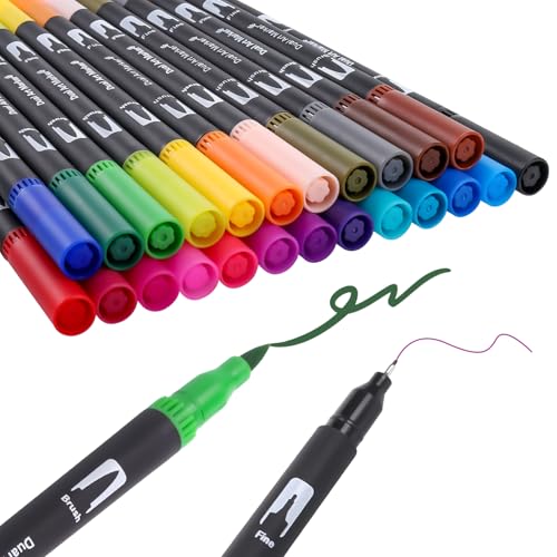 JIANTA Filzstifte dicke und dünne, 24 Farben Feine & Pinselstifte Fasermaler 0.4mm-4mm Pinselmarker für Erwachsene und Kinder zum Malen, Schreiben für Kunstwerke, Journal, Scrapbook und Schulbedarf JIANTA Filzstifte dicke und dünne, 24 Farben Feine & Pinselstifte Fasermaler 0.4mm-4mm Pinselmarker für Erwachsene und Kinder zum Malen, Schreiben für Kunstwerke, Journal, Scrapbook und Schulbedarf von JIANTA