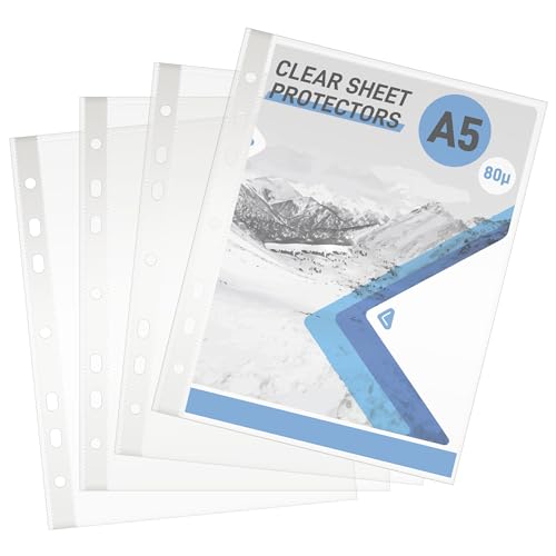 JIANTA Klarsichthüllen A5, 60 Stück PP Prospekthüllen Transparent, Glasklar, Extra Stark 80µ, A5 Klarsichtfolie für Stammbuch, A5 Ordner für Schule, Uni, Büro JIANTA Klarsichthüllen A5, 60 Stück PP Prospekthüllen Transparent, Glasklar, Extra Stark 80µ, A5 Klarsichtfolie für Stammbuch, A5 Ordner für Schule, Uni, Büro von JIANTA