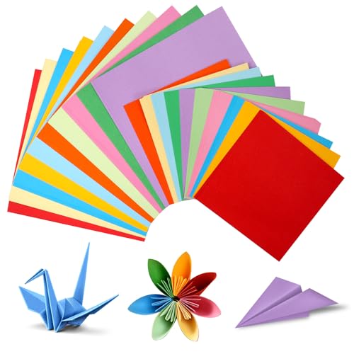 JIANTA Origami Papier, 200 Blatt Origami Papier Kinder, 20x20cm & 15x15cm Buntes Papier Faltpapier, Doppelseitiges Quadratisches Faltpapier Papier Bastelpapier Set für Schule Familie DIY-10 Farben von JIANTA