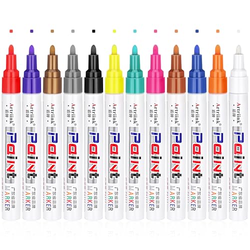 JIANTA Permanent Marker Bunt, 12 Farben Lackstifte Bunt Set Wasserfest Paint Marker, Reifenstift Glasstifte zum Zeichnen auf Stein, Metall, Holz, Leiwand, Kunststoff, Tasse, Glas, Reifen - Ölbasis JIANTA Permanent Marker Bunt, 12 Farben Lackstifte Bunt Set Wasserfest Paint Marker, Reifenstift Glasstifte zum Zeichnen auf Stein, Metall, Holz, Leiwand, Kunststoff, Tasse, Glas, Reifen - Ölbasis von JIANTA