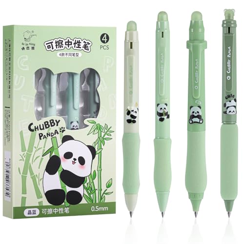 JIANTA Radierbarer Kugelschreiber Blau, 4 Stück Tintenroller radierbar, Süße Radierbare Stifte 0.5MM Set, Schreibkomfort Radierstifte Gelstifte für Büro Schule - Panda JIANTA Radierbarer Kugelschreiber Blau, 4 Stück Tintenroller radierbar, Süße Radierbare Stifte 0.5MM Set, Schreibkomfort Radierstifte Gelstifte für Büro Schule - Panda von JIANTA