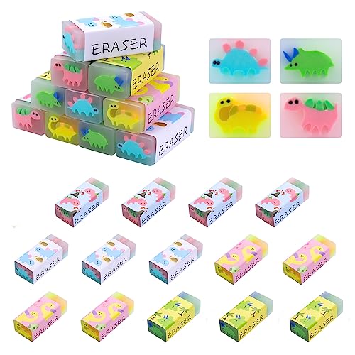 JIANTA Radiergummi, 24Pcs Radiergummi Kinder Set, 2B Weich Radierer mit Dinosauriermuster, Duftender Radiergummi, Schreibwaren für Kinderpartys für Schule Zuhause Bürobedarf Schreibwaren (4 Farben) von JIANTA